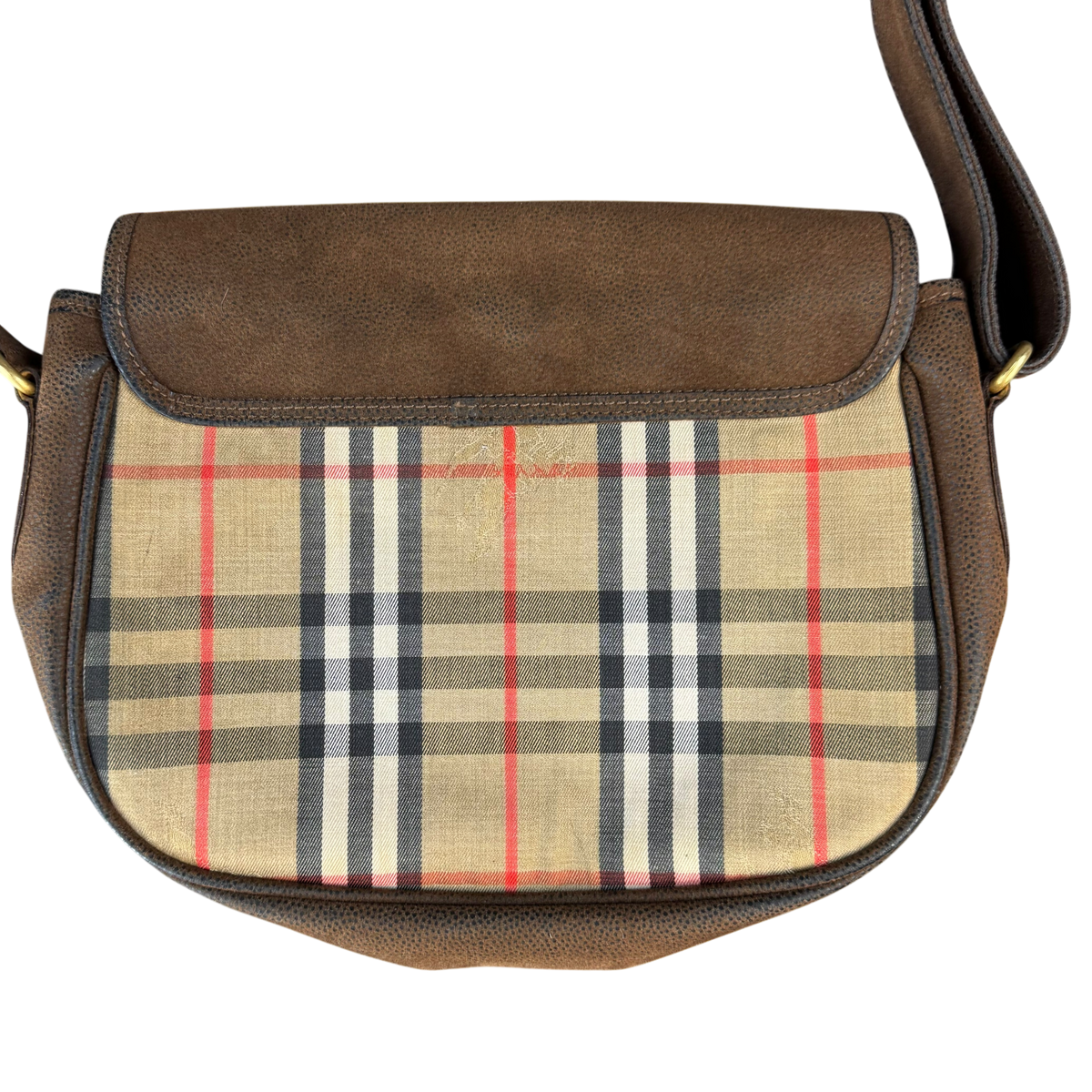 Burberry Check Leather Saddle Bag