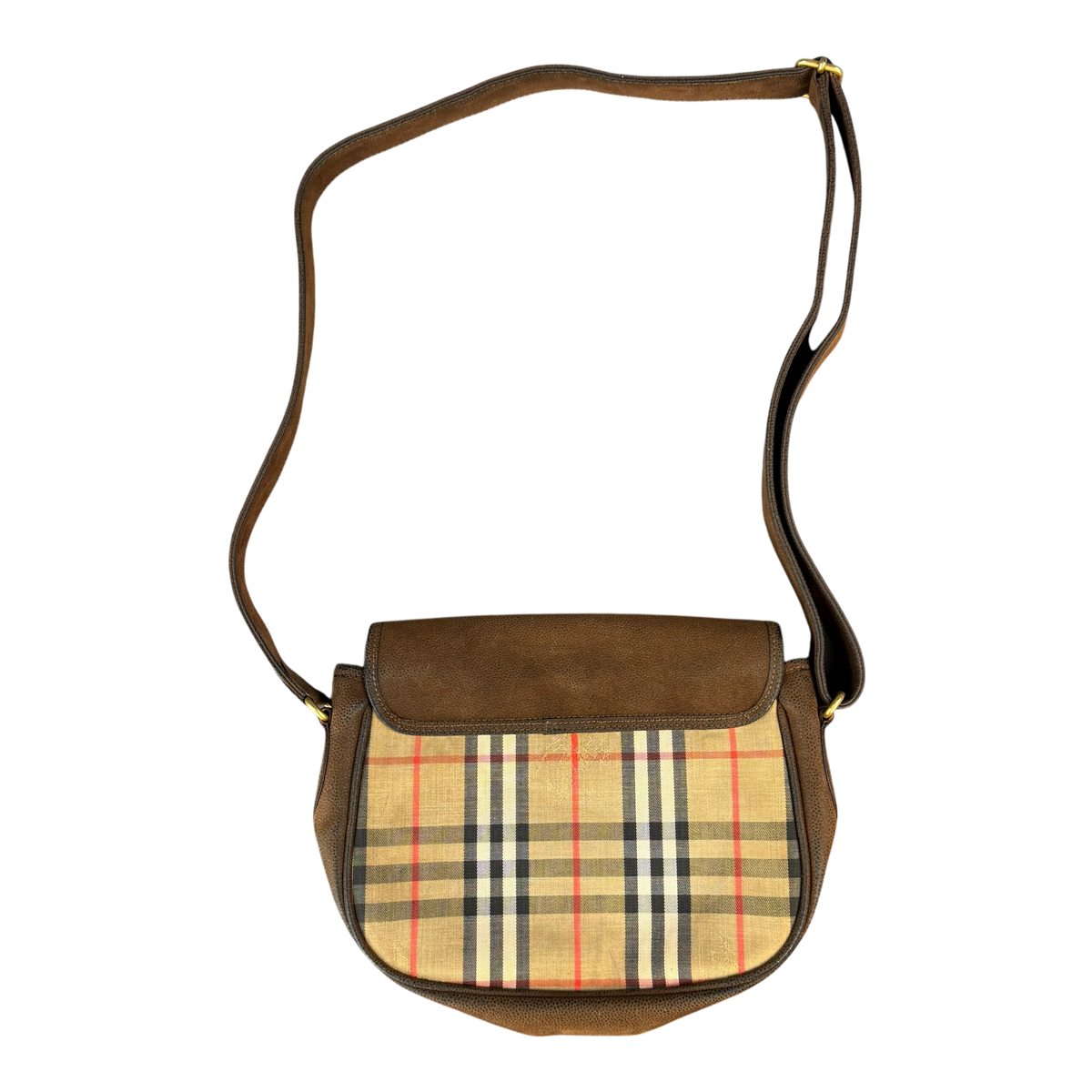 Burberry Check Leather Saddle Bag