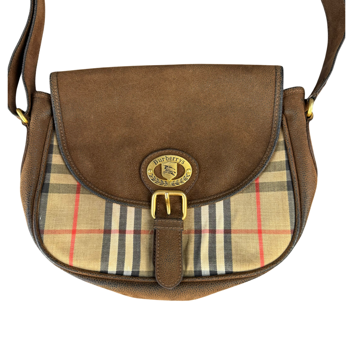 Burberry Check Leather Saddle Bag