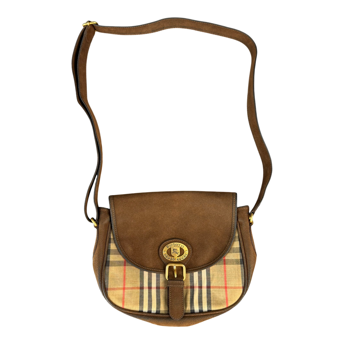 Burberry Check Leather Saddle Bag