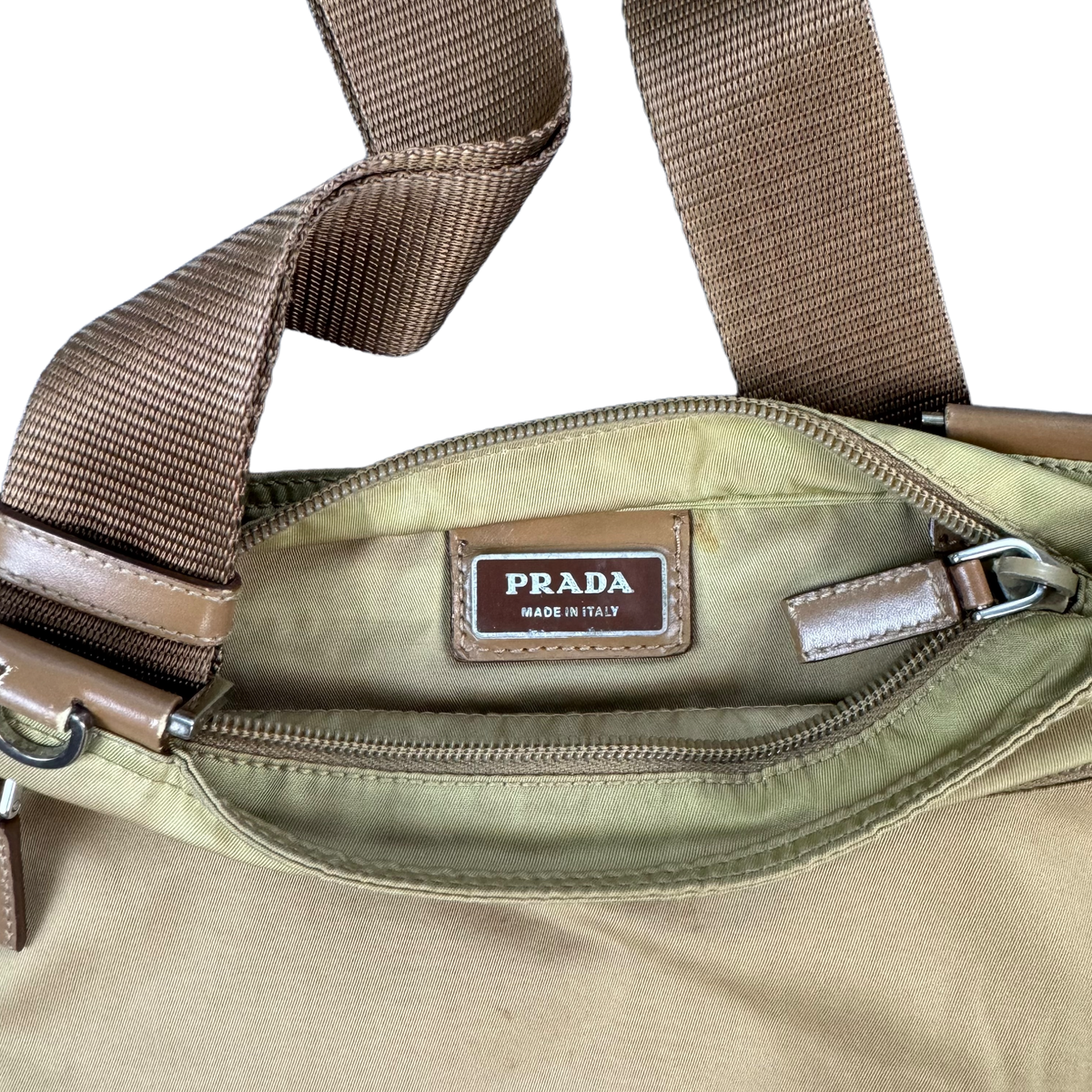Prada Brown Triangle Logo Bag