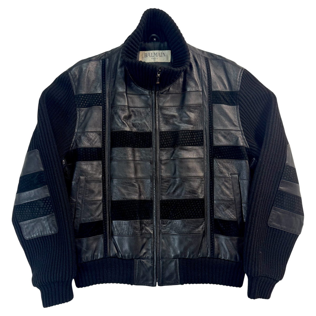 Balmain Leather and Knit Jacket
