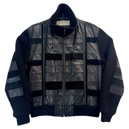 Balmain Leather and Knit Jacket