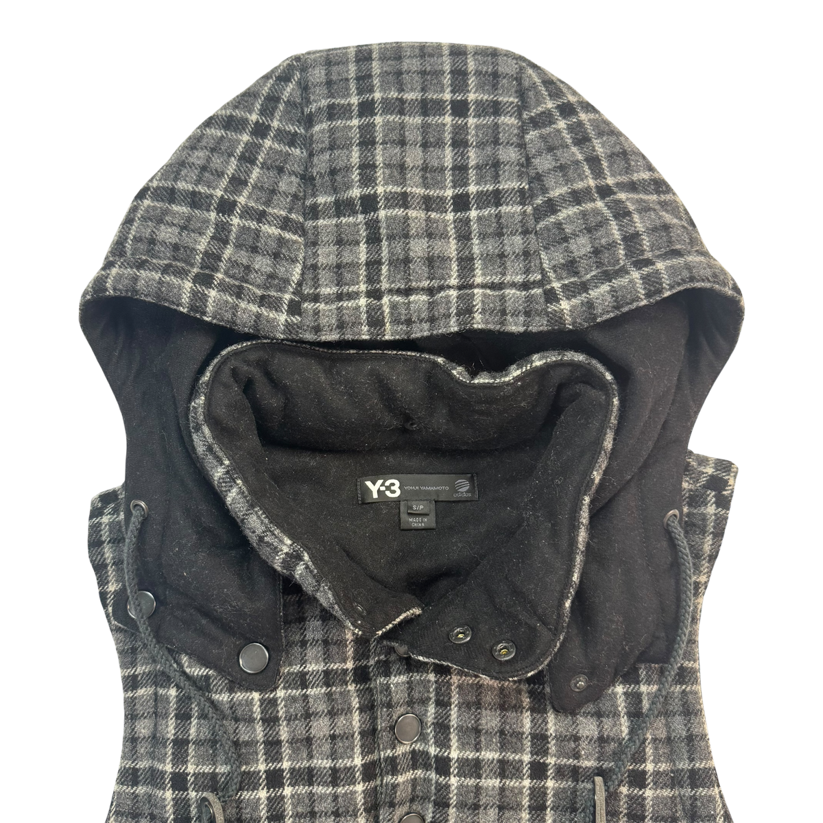 Y-3 Grey Flannel Hooded Vest